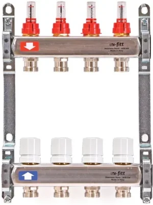 Группа коллекторная с расходомерами 10 отводов 1"в/в x ¾"ек Uni-fitt 450B4310