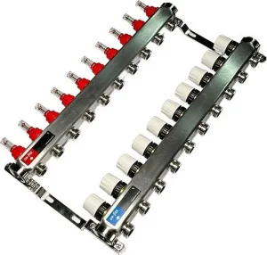 Группа коллекторная с расходомерами 10 отводов 1"в/в x ¾"ек Uni-fitt TECHNO 450W4310