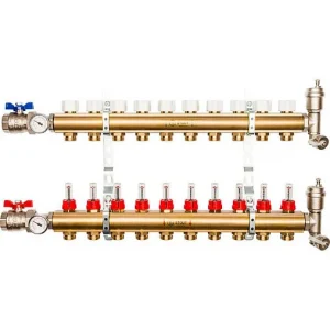 Группа коллекторная с расходомерами 10 отводов 1"в/в x ¾"ек Stout SMB 0473 000010