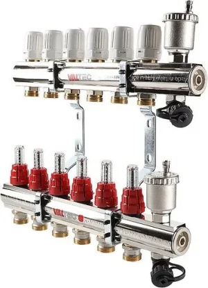 Группа коллекторная с расходомерами 10 отводов 1"в/в x ¾"ек Valtec VTc.596.EMNX.0610