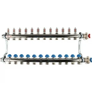 Группа коллекторная с расходомерами 12 отводов 1"н/н x ¾"ек Rehau HKV-D 12081211002