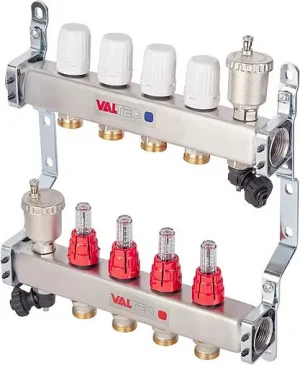 Группа коллекторная с расходомерами 4 отвода 1"в/в x ¾"ек Valtec VTc.586.EMNX.0604