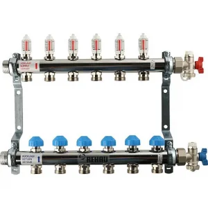 Группа коллекторная с расходомерами 6 отводов 1"н/н x ¾"ек Rehau HKV-D 12080611002