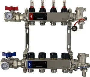 Группа коллекторная с расходомерами 7 отводов 1"в/в x ¾"ек WAAG WG.589.0607.F