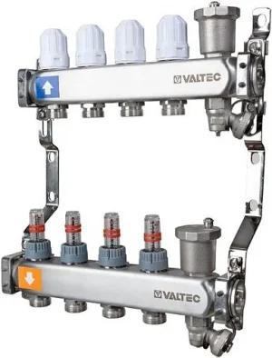 Группа коллекторная с расходомерами 8 отводов 1"в/в x ¾"ек Valtec VTc.579.EMNX.0608