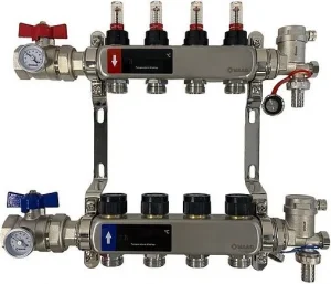 Группа коллекторная с расходомерами 8 отводов 1"в/в x ¾"ек WAAG WG.589.0608.F