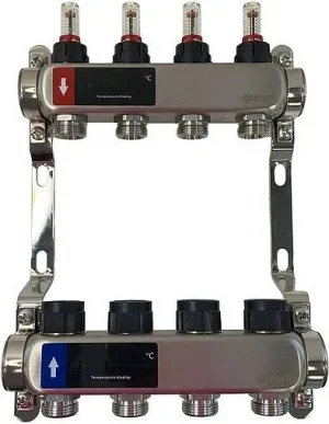 Группа коллекторная с расходомерами 8 отводов 1"в/в x ¾"ек WAAG WG.589.0608