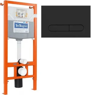 Инсталляция для подвесного унитаза Set 3 в 1 BelBagno BB001-120/BB007-PR-NERO.M с кнопкой черный матовый