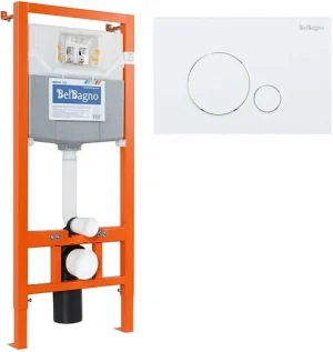 Инсталляция для подвесного унитаза Set 3 в 1 BelBagno BB001-120/BB014-SR-BIANCO с кнопкой белый глянцевый