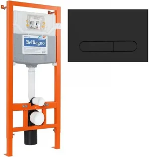 Инсталляция для подвесного унитаза Set 3 в 1 BelBagno BB002-80/BB007-PR-NERO.M с кнопкой черный матовый