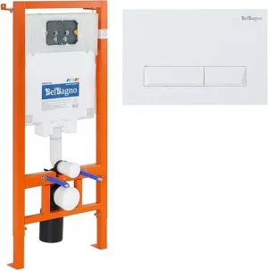 Инсталляция для подвесного унитаза Set 3 в 1 BelBagno BB002-80/BB009-MR-BIANCO с кнопкой белый глянцевый