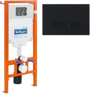 Инсталляция для подвесного унитаза Set 3 в 1 BelBagno BB002-80/BB012-MR-NERO.M с кнопкой черный матовый