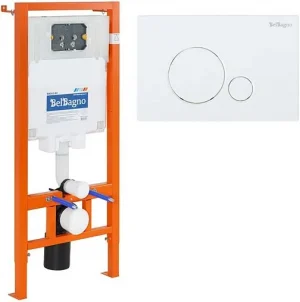 Инсталляция для подвесного унитаза Set 3 в 1 BelBagno BB002-80/BB014-SR-BIANCO с кнопкой белый глянцевый