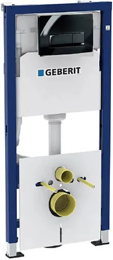 Инсталляция для подвесного унитаза Set 3 в 1 Geberit Duofix 458.128.DW.1 с кнопкой Delta 51 черный глянцевый