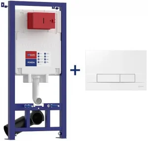 Инсталляция для подвесного унитаза Set 3 в 1 Lemark Peneda+Bit 9880412 с кнопкой белый глянцевый