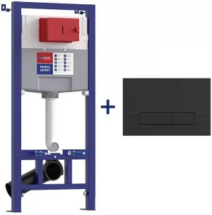 Инсталляция для подвесного унитаза Set 3 в 1 Lemark Peneda Expert + Bit 9812216 с кнопкой черный матовый soft touch