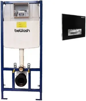 Инсталляция для подвесного унитаза Set 4 в 1 beWash BW74 K500RZVP0500SYC00000 с кнопкой черное стекло/хром
