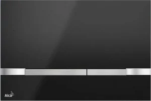 Клавиша смыва для унитаза AlcaPlast FLAT STRIPE-BLACK кнопки/сатин, панель/черный глянцевый