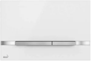 Клавиша смыва для унитаза AlcaPlast FLAT STRIPE-WHITE кнопки/сатин, панель/белый глянцевый