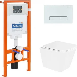 Комплект 5 в 1 BelBagno Due BB3103CHR/SC/BB002-80/BB018-GV-BIANCO с кнопкой белый глянцевый