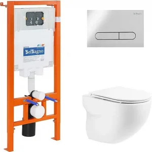 Комплект 5 в 1 BelBagno Onda BB066CHR/BB870SC/BB002-80/BB005-PR-CHROME с кнопкой хром глянцевый