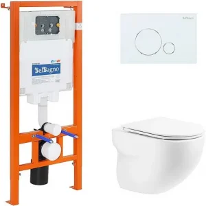 Комплект 5 в 1 BelBagno Onda BB066CHR/BB870SC/BB002-80/BB014-SR-BIANCO с кнопкой белый глянцевый