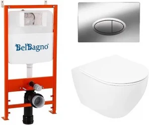 Комплект 5 в 1 BelBagno Stylus CZR-513-TH-R/CZR2316SC/BB026/BB051CR с кнопкой хром глянцевый