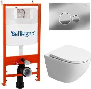 Комплект 5 в 1 BelBagno Uno Tornado BB5177CH-TOR/SC/BB026/BB081CR с кнопкой хром глянцевый