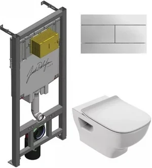 Комплект 5 в 1 Jacob Delafon Struktura E21741RU-00 с кнопкой E4316-CP хром глянцевый