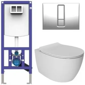 Комплект 5 в 1 Sanit INEO PLUS 90.733.00..S004+16.750.81..0000+10AR02010SV+40D40200I-S с кнопкой хром глянцевый