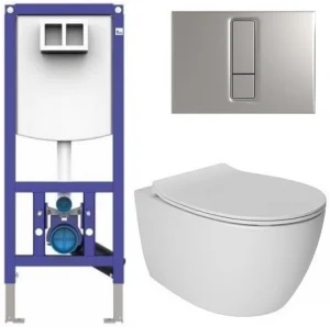 Комплект 5 в 1 Sanit INEO PLUS 90.733.00..S004+16.750.93..0000+10AR02010SV+40D40200I-S с кнопкой хром матовый