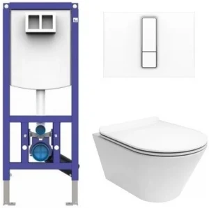 Комплект 5 в 1 Sanit INEO PLUS 90.733.00..S004+16.751.01..0000+10AR02007SV+40D40200I с кнопкой белый глянцевый