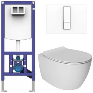 Комплект 5 в 1 Sanit INEO PLUS 90.733.00..S004+16.751.01..0000+10AR02010SV+40D40200I-S с кнопкой белый глянцевый