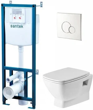 Комплект 5 в 1 Santek Нео Rimless 1WH501572 с кнопкой хром глянцевый