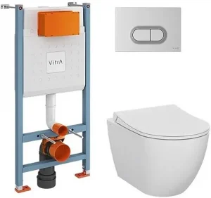 Комплект 5 в 1 VitrA Mia Rоund SmoothFlush 9856B003-7200 с кнопкой хром матовый