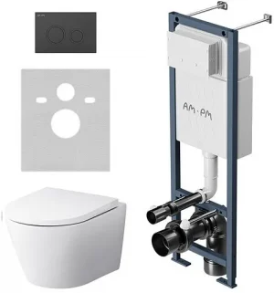 Комплект 6 в 1 Am.Pm Sense FlashClean IS110138.741701 с кнопкой черный матовый