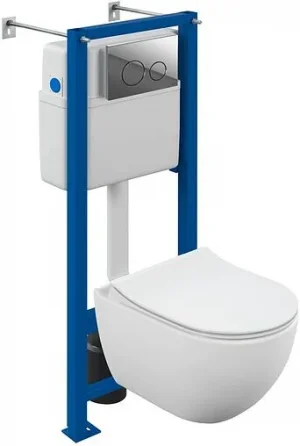 Комплект 6 в 1 Cersanit Brasko Smart Co Dpl Eo Slim/Vector/Twins 68302 с кнопкой хром глянцевый