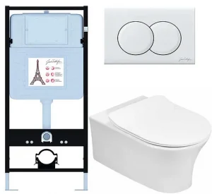 Комплект 6 в 1 Jacob Delafon Aleo E21731RU-00 с кнопкой E36496-00 белый глянцевый