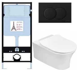 Комплект 6 в 1 Jacob Delafon Aleo E21731RU-BL с кнопкой E36496-BL черный матовый