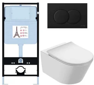 Комплект 6 в 1 Jacob Delafon Bastille EDAB103-BL с кнопкой E36496-BL черный матовый