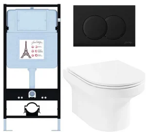 Комплект 6 в 1 Jacob Delafon Elite E21743RU-BL с кнопкой E36496-BL черный матовый