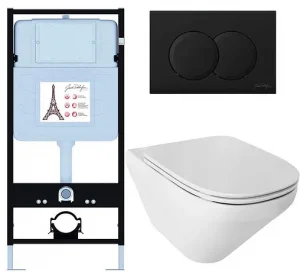 Комплект 6 в 1 Jacob Delafon Modern Life E21775RU-BL с кнопкой E36496-BL черный матовый