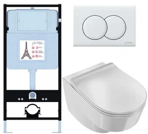 Комплект 6 в 1 Jacob Delafon Odeon Rive Gauche EDR103-00 с кнопкой E36496-00 белый глянцевый