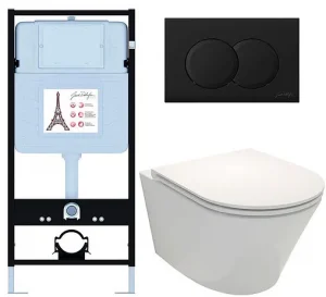 Комплект 6 в 1 Jacob Delafon Rodin+ E21750RU-BL с кнопкой E36496-BL черный матовый