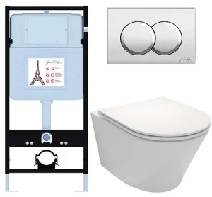 Комплект 6 в 1 Jacob Delafon Rodin+ E21750RU-CP с кнопкой E36496-CP хром глянцевый