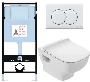 Комплект 6 в 1 Jacob Delafon Struktura 48 EDF103-00 с кнопкой E36496-00 белый глянцевый