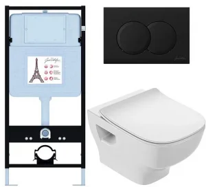 Комплект 6 в 1 Jacob Delafon Struktura 48 EDF103-BL с кнопкой E36496-BL черный матовый