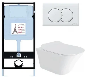 Комплект 6 в 1 Jacob Delafon Vive E28079RU-0 с кнопкой E36496-00 белый глянцевый