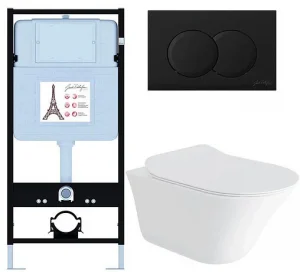 Комплект 6 в 1 Jacob Delafon Vive E28079RU-BL с кнопкой E36496-BL черный матовый