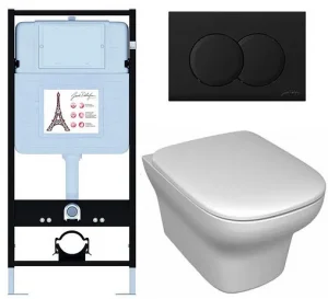 Комплект 6 в 1 Jacob Delafon Vox E21747RU-BL с кнопкой E36496-BL черный матовый